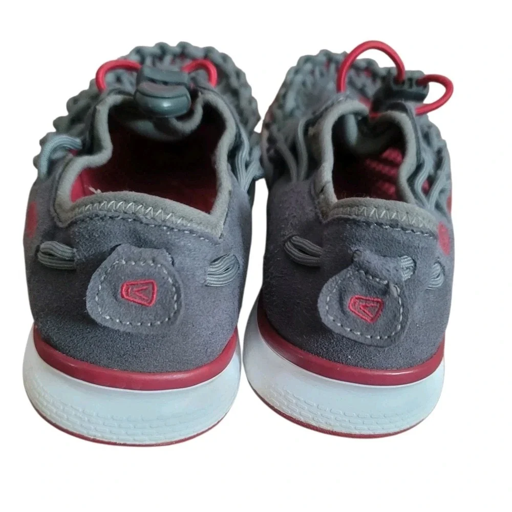 Keen Uneek O2 Kids Sz‎ 3 Grey Red Braided Cord Lace Up Athletic Sandals Shoes